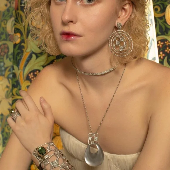 ALEXIS BITTAR Checkerboard Orbiting Hoop Earrings - Picture 2 of 4